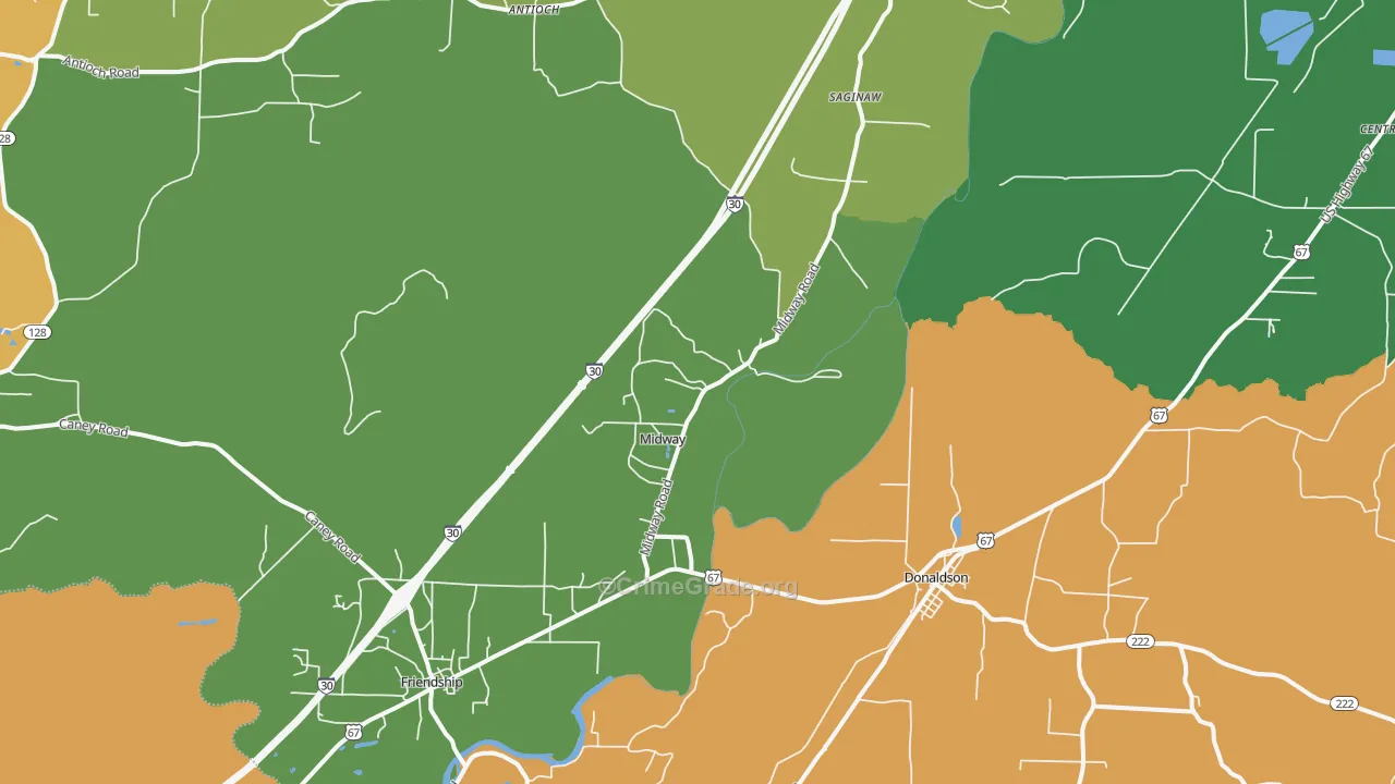 Donaldson, AR Map of Burglary Rates