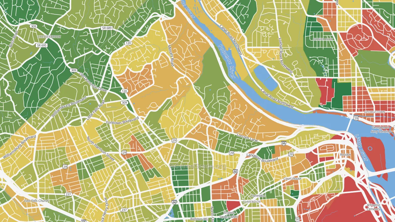 Donaldson Run, Arlington, VA Map of Burglary Rates