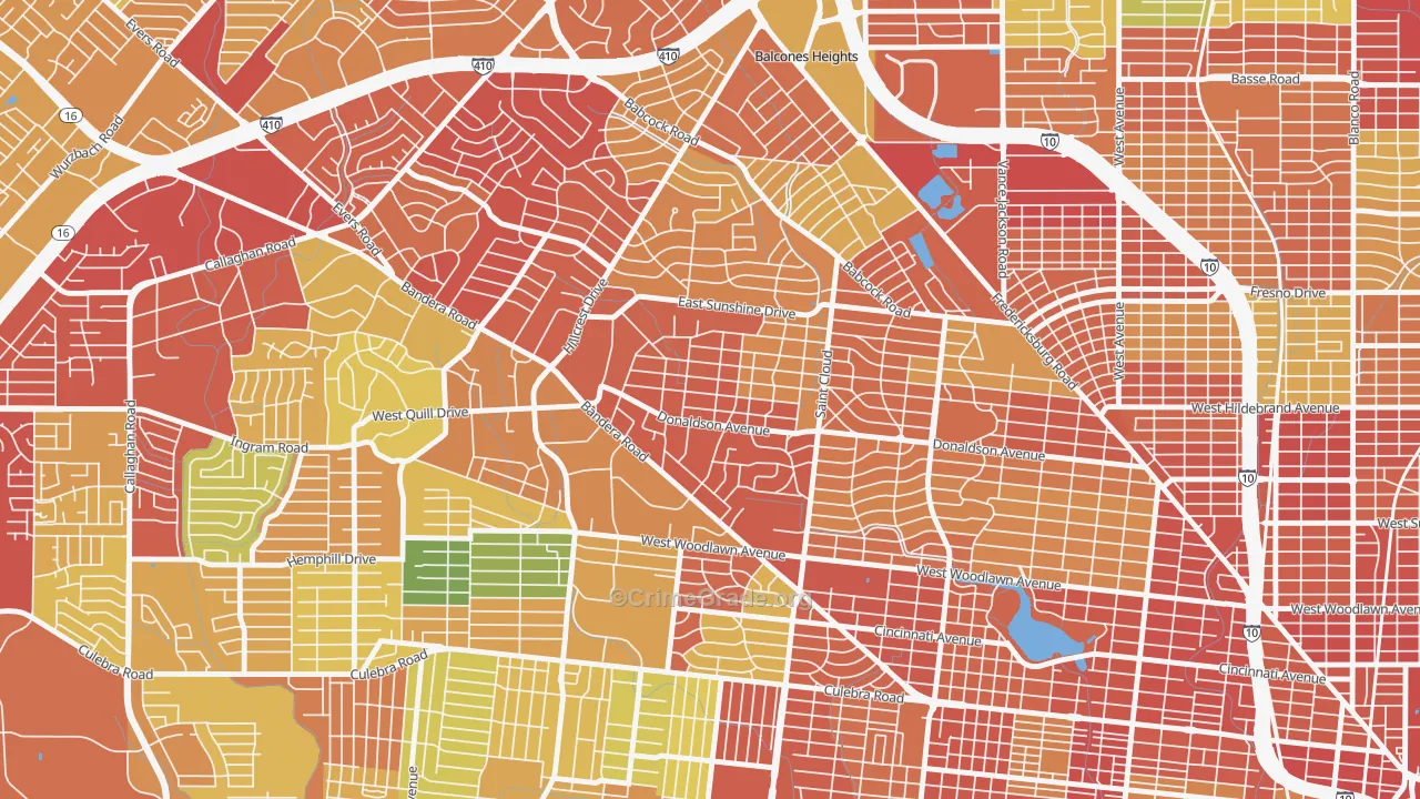 Donaldson Terrace, San Antonio, TX Map of Burglary Rates