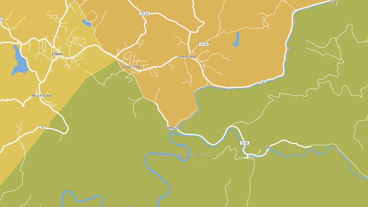 Donaldson, WV Map of Burglary Rates