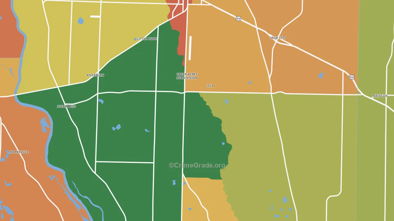 Donalsonville, GA Map of Burglary Rates