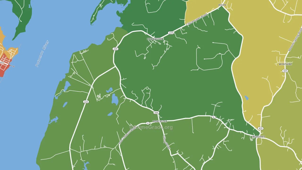 Doncaster, MD Map of Burglary Rates