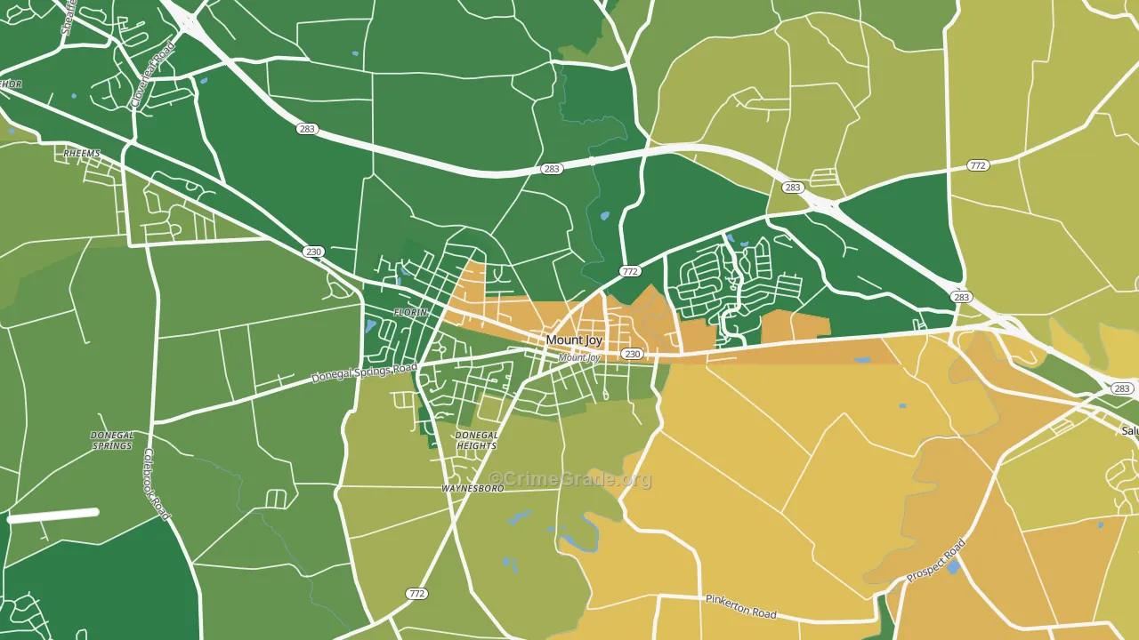 Donegal Springs, PA Map of Burglary Rates