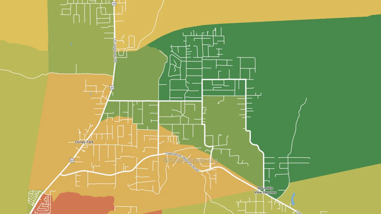 Doney Park, AZ Map of Burglary Rates