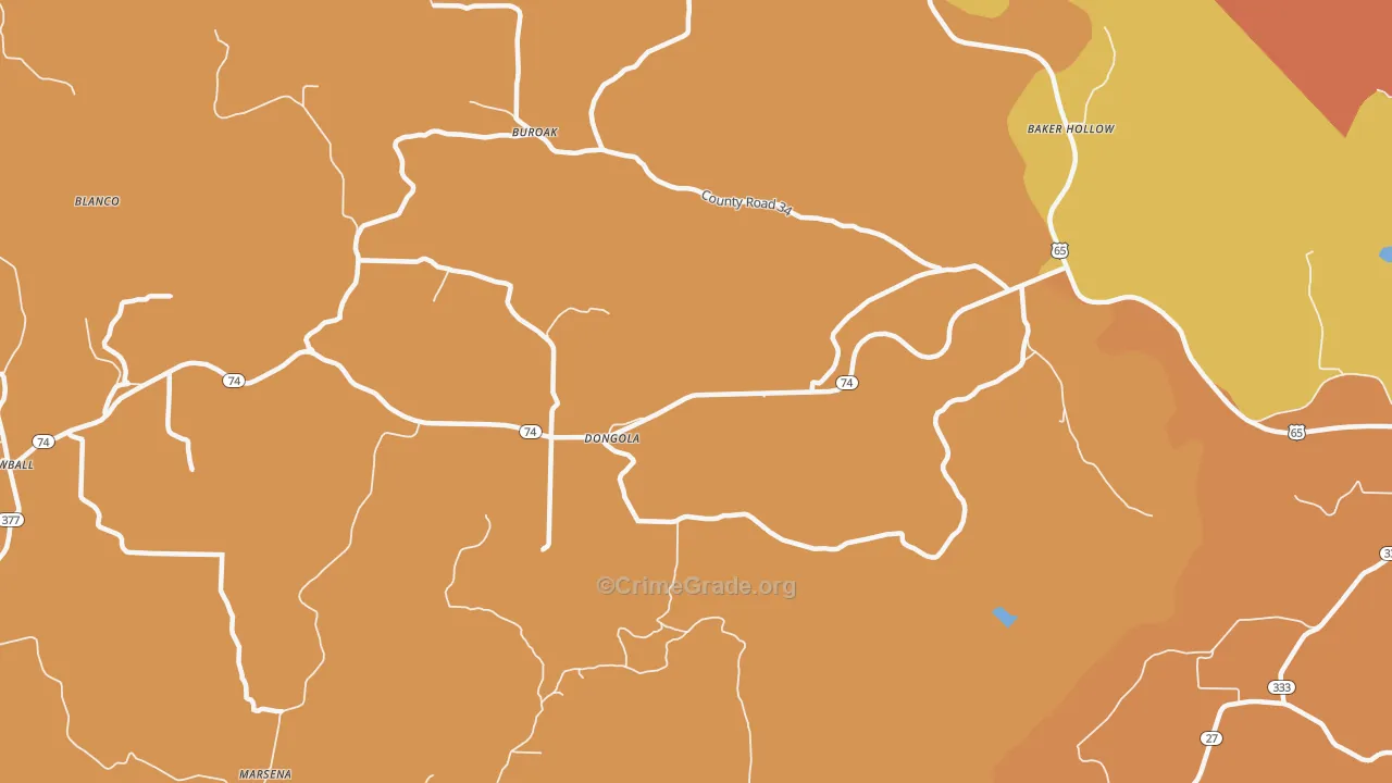 Dongola, AR Map of Burglary Rates