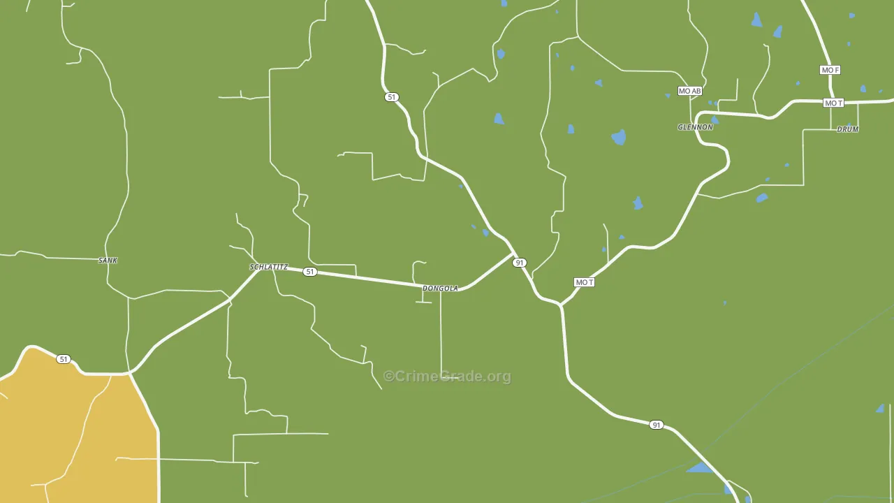 Dongola, MO Map of Burglary Rates
