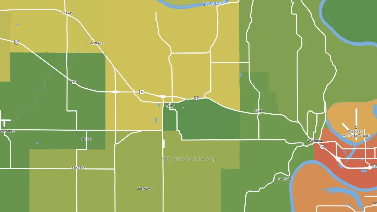Doniphan County, KS Map of Burglary Rates