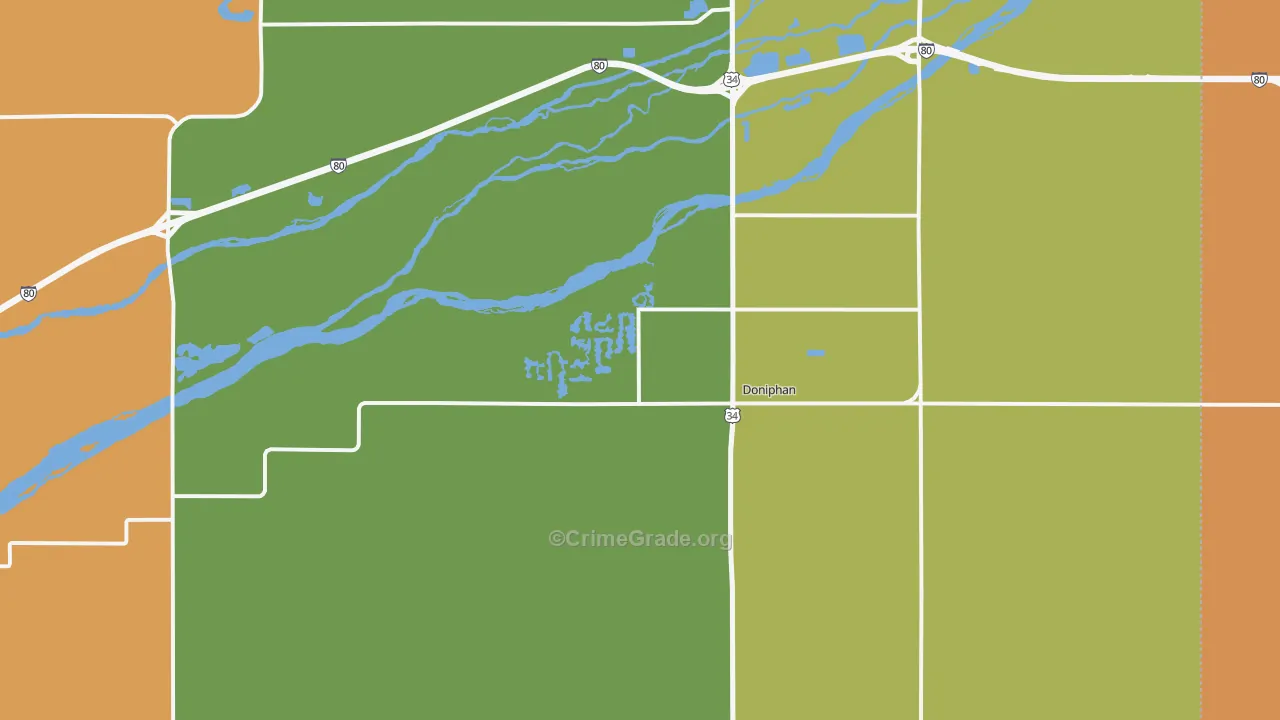 Doniphan, NE Map of Burglary Rates