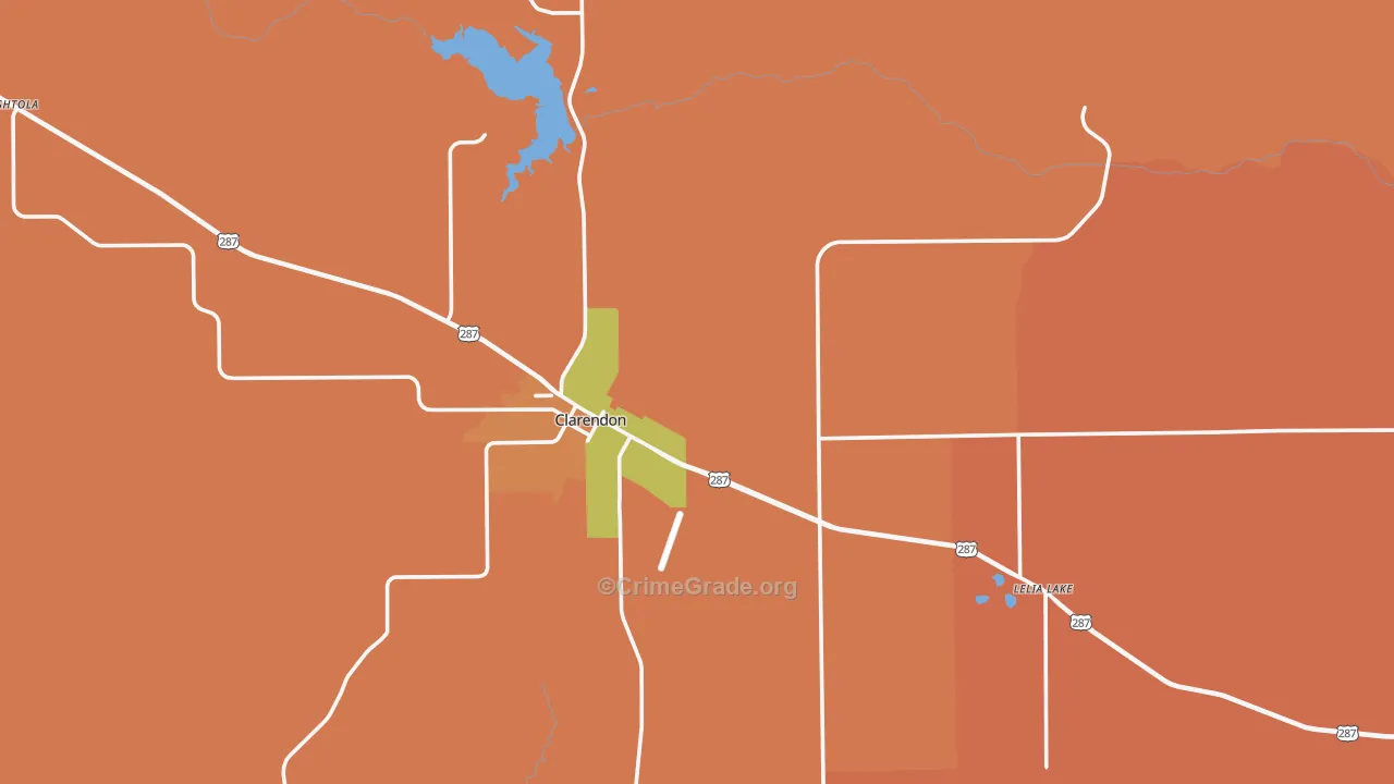 Donley County, TX Map of Burglary Rates
