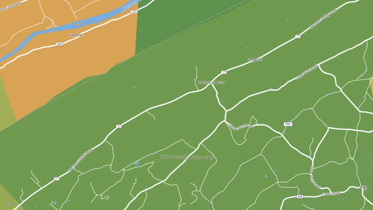 Donnally Mills, PA Map of Burglary Rates
