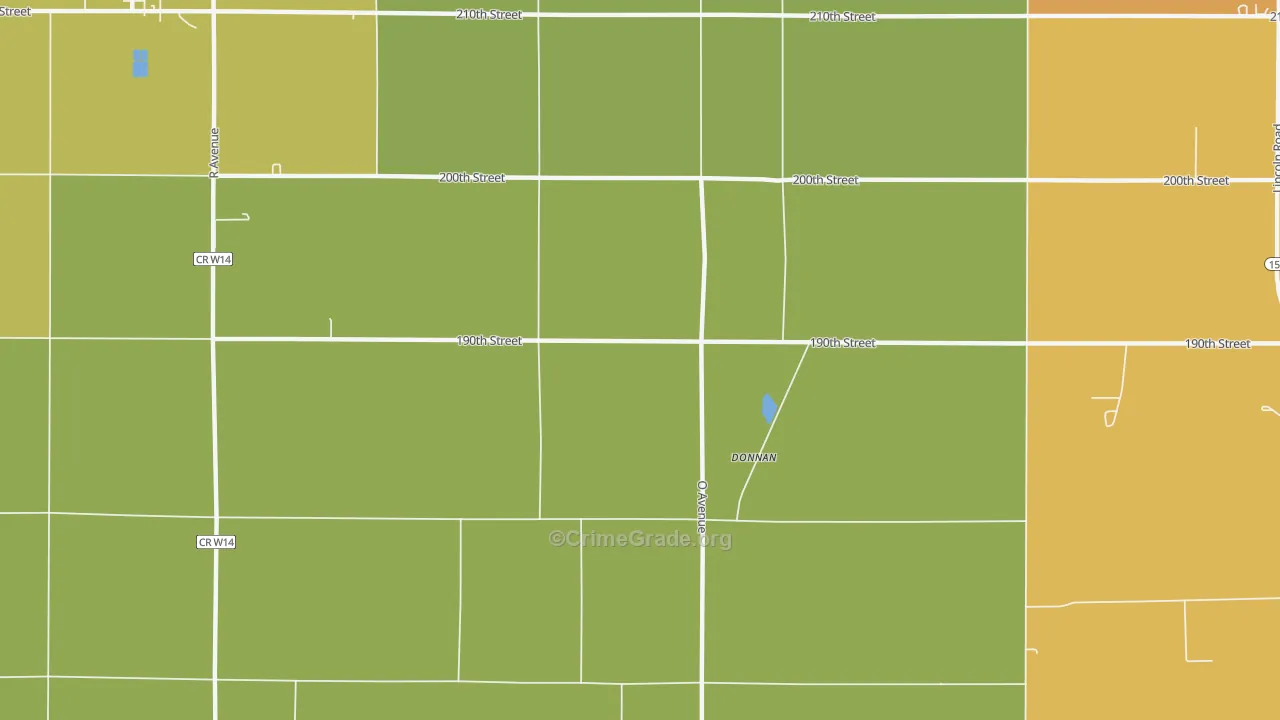 Donnan, IA Map of Burglary Rates