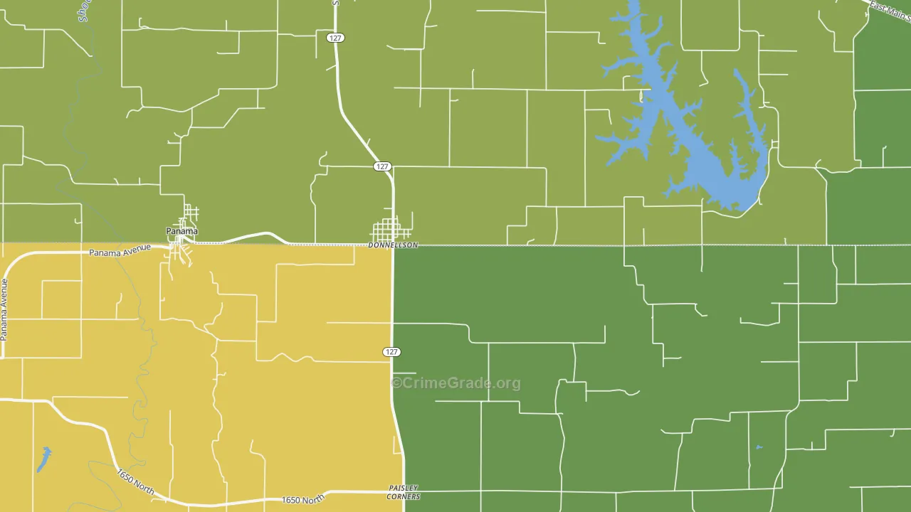 Donnellson, IL Map of Burglary Rates