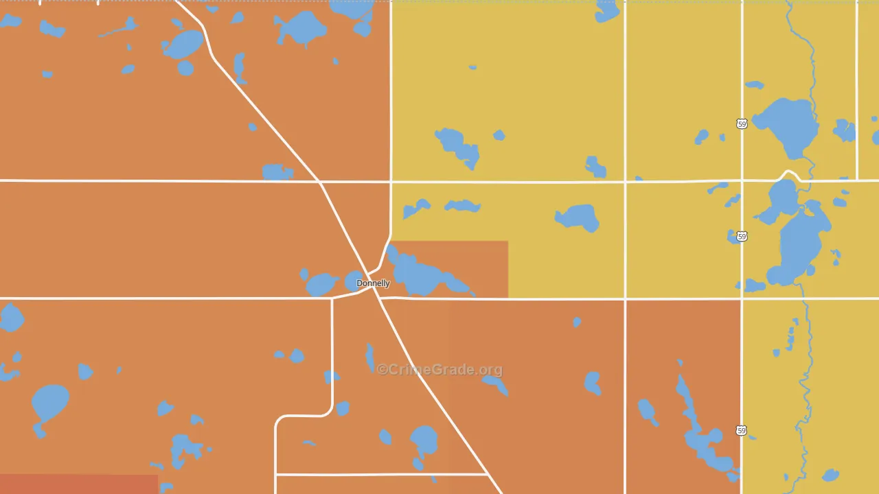 Donnelly, MN Map of Burglary Rates