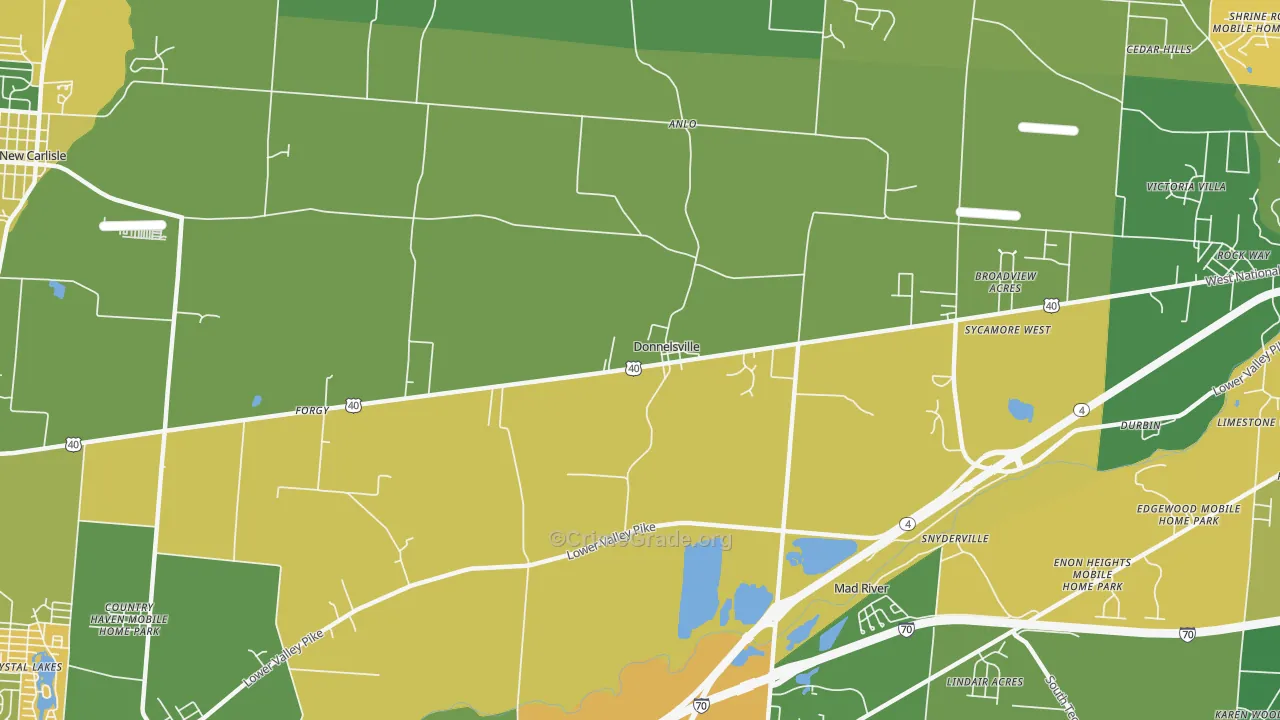 Donnelsville, OH Map of Burglary Rates