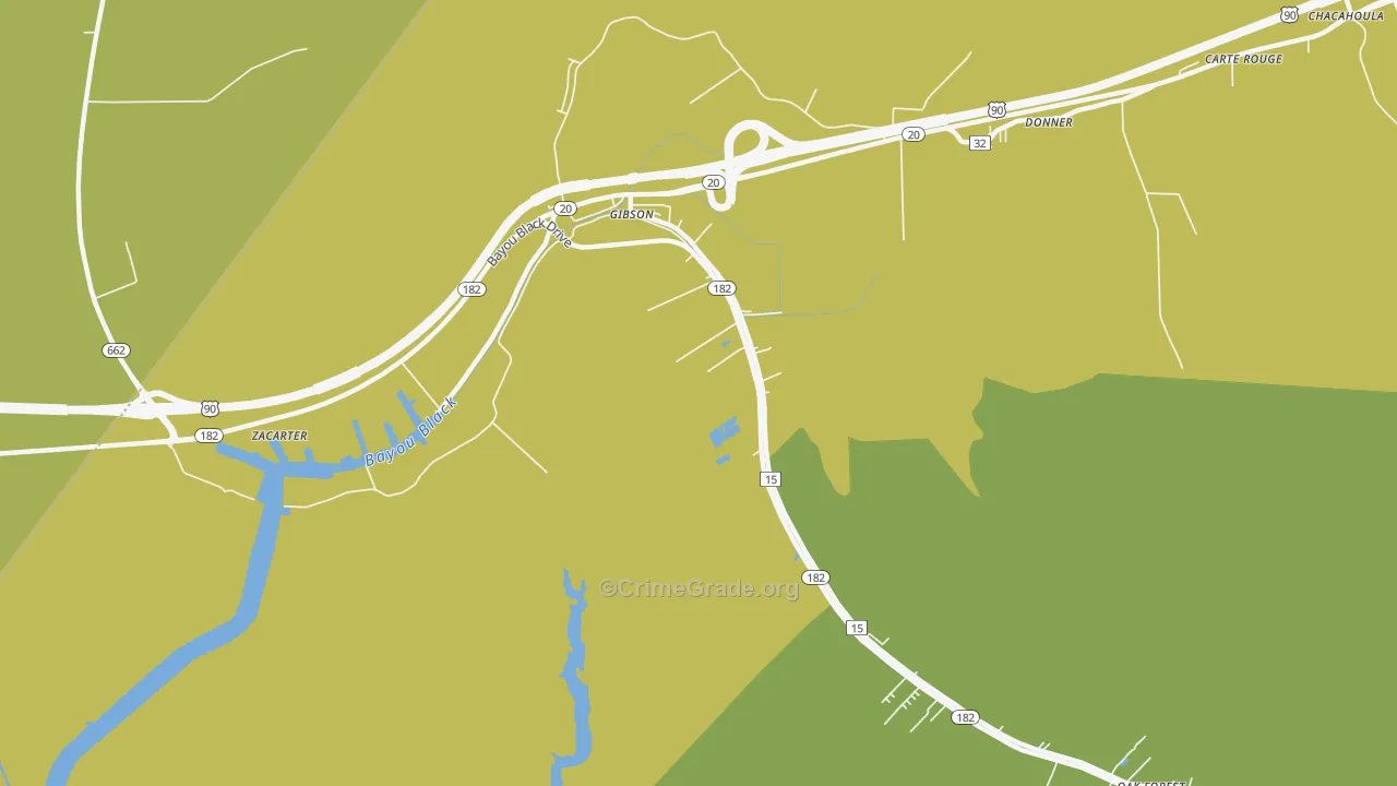 Donner, LA Map of Burglary Rates