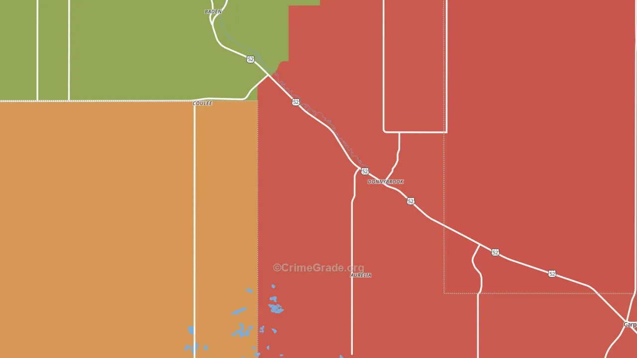 Donnybrook, ND Map of Burglary Rates