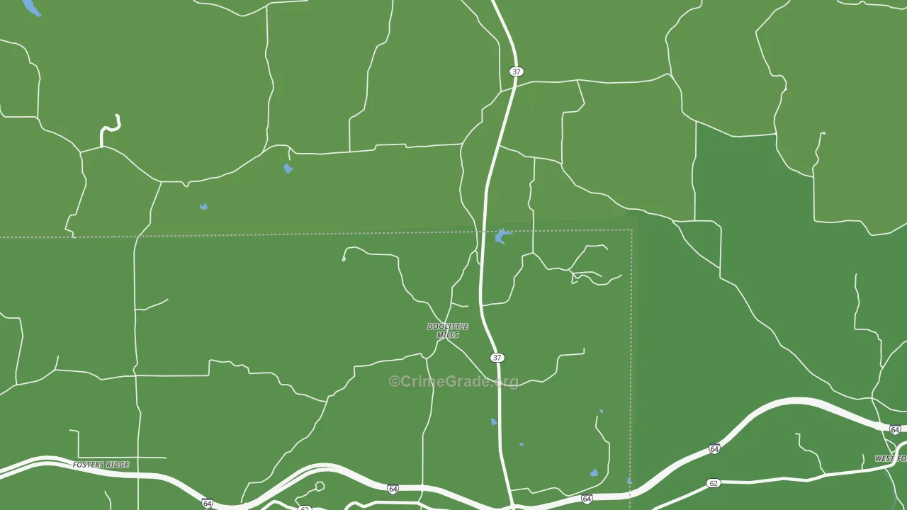 Doolittle Mills, IN Map of Burglary Rates