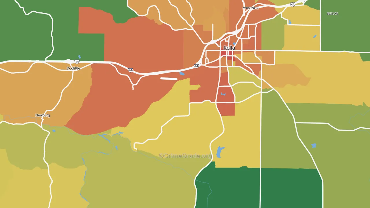 Doolittle, MO Map of Burglary Rates