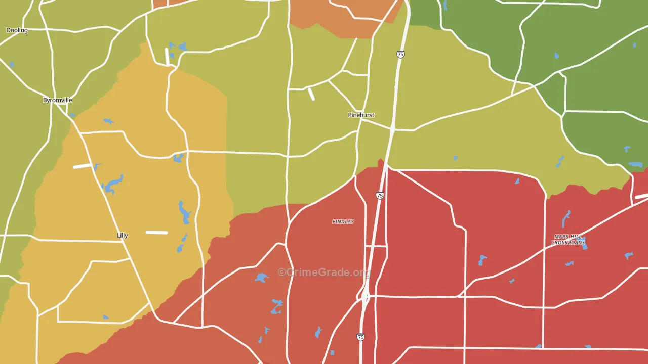 Dooly County, GA Map of Burglary Rates