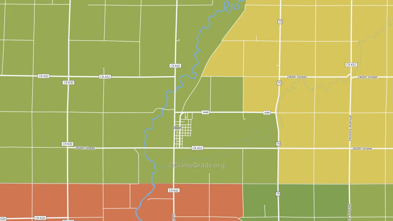 Doon, IA Map of Burglary Rates