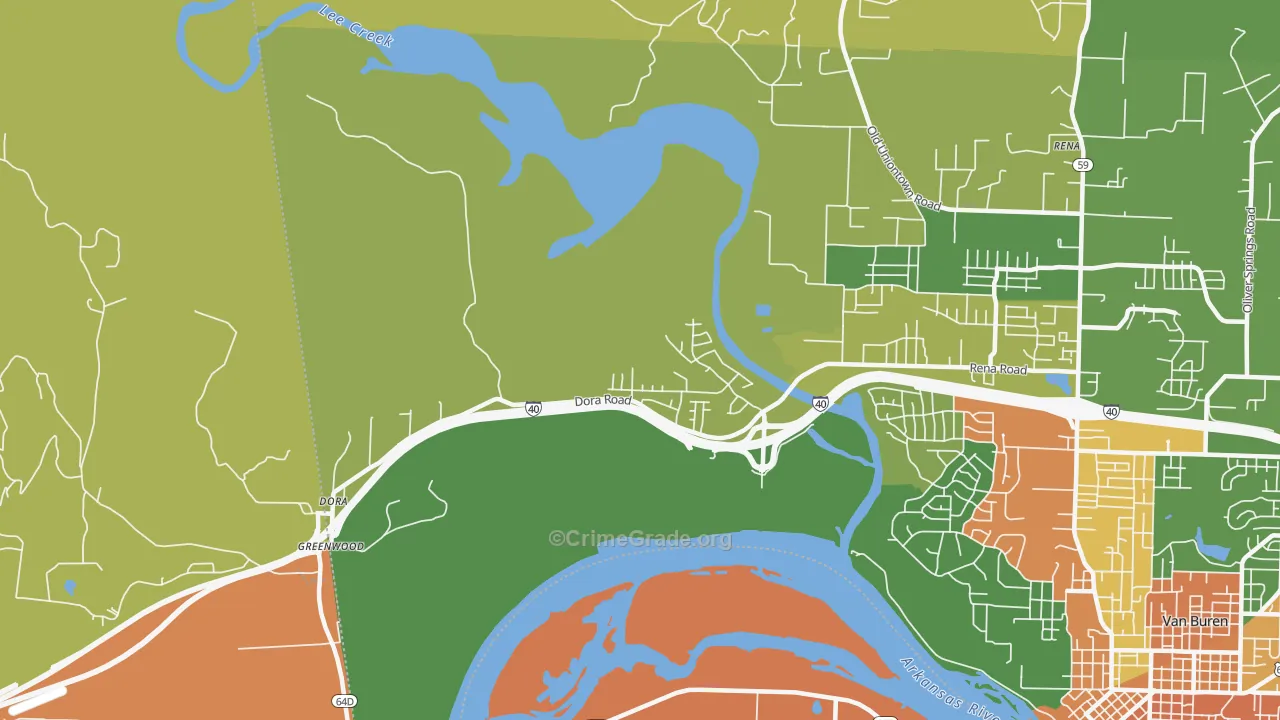 Dora, AR Map of Burglary Rates