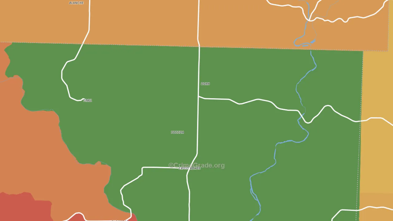Dora, MO Map of Burglary Rates