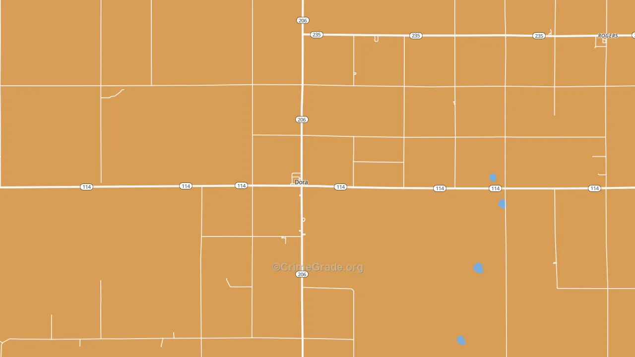 Dora, NM Map of Burglary Rates