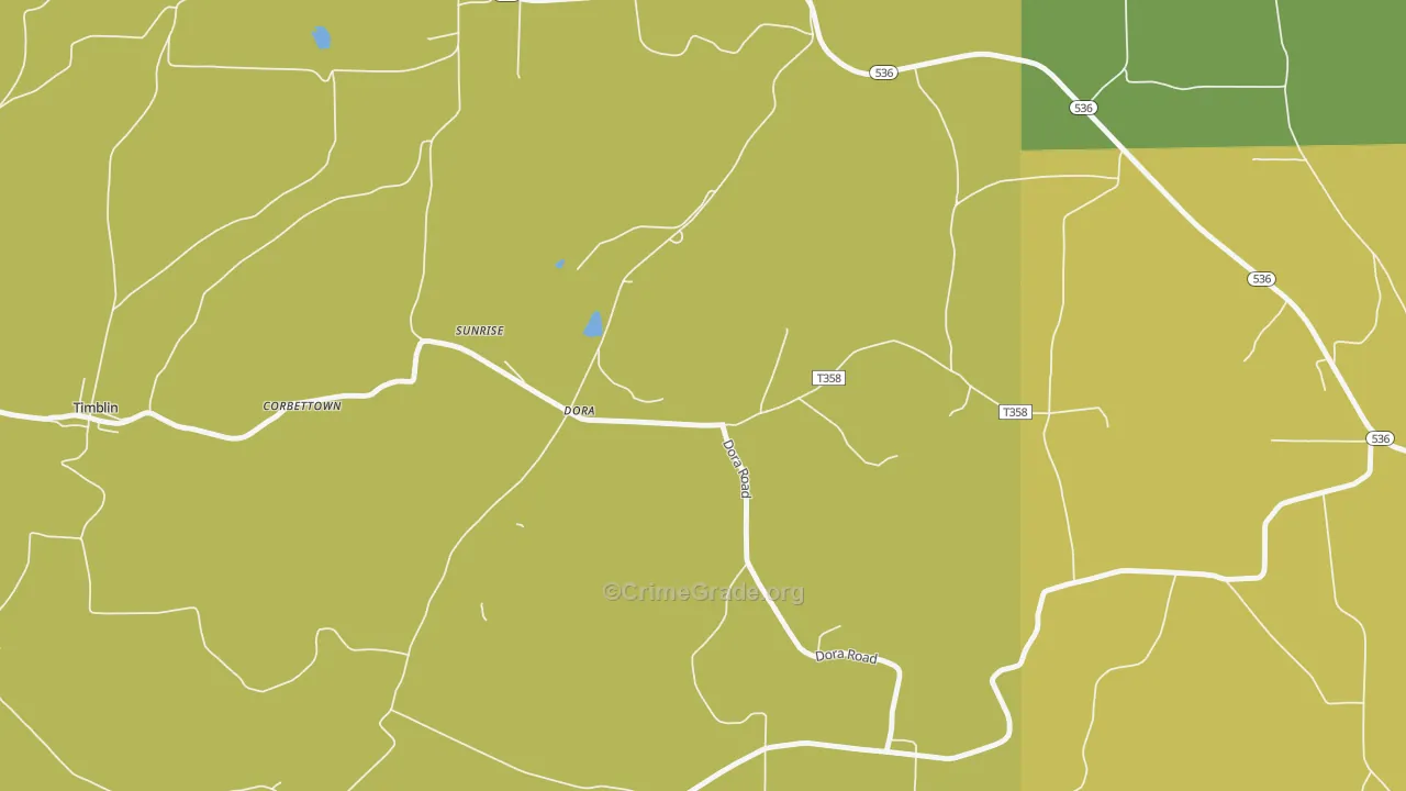 Dora, PA Map of Burglary Rates