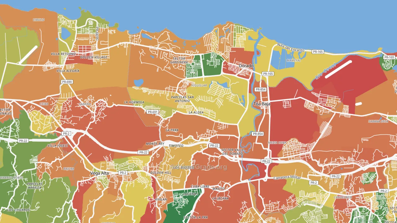 Dorado Municipio, PR Map of Burglary Rates
