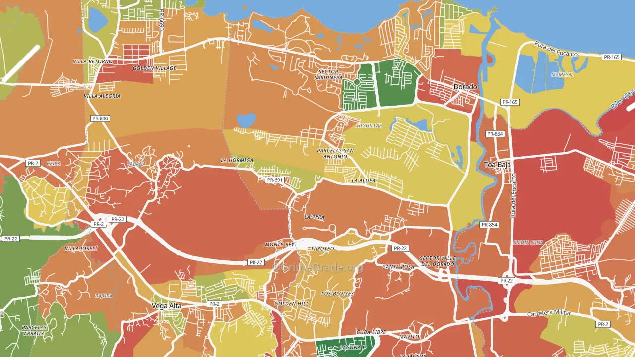Dorado, PR Map of Burglary Rates