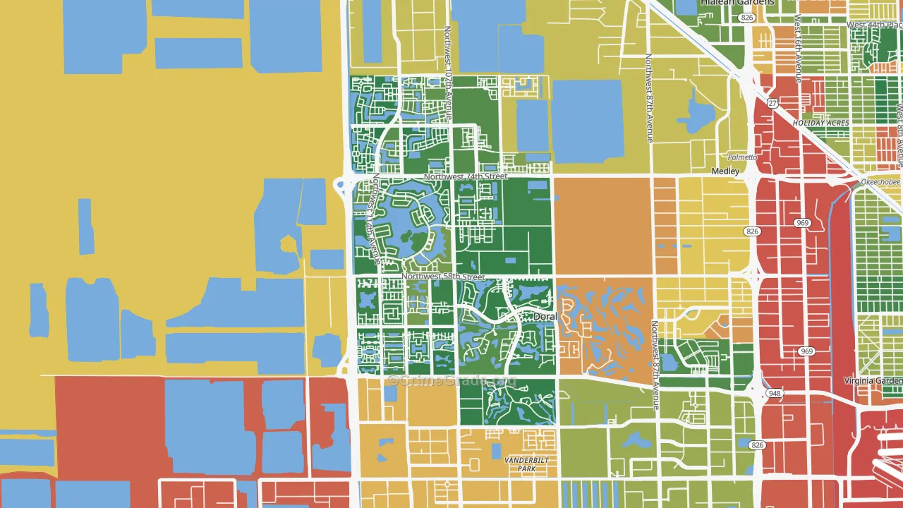 Doral, FL Map of Burglary Rates