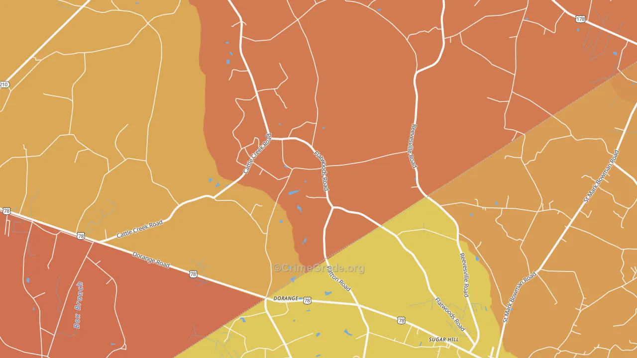Dorange, SC Map of Burglary Rates
