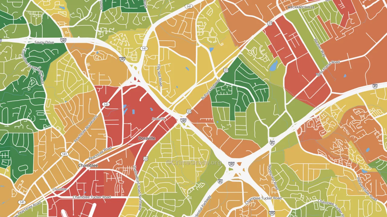 Doraville, GA Map of Burglary Rates