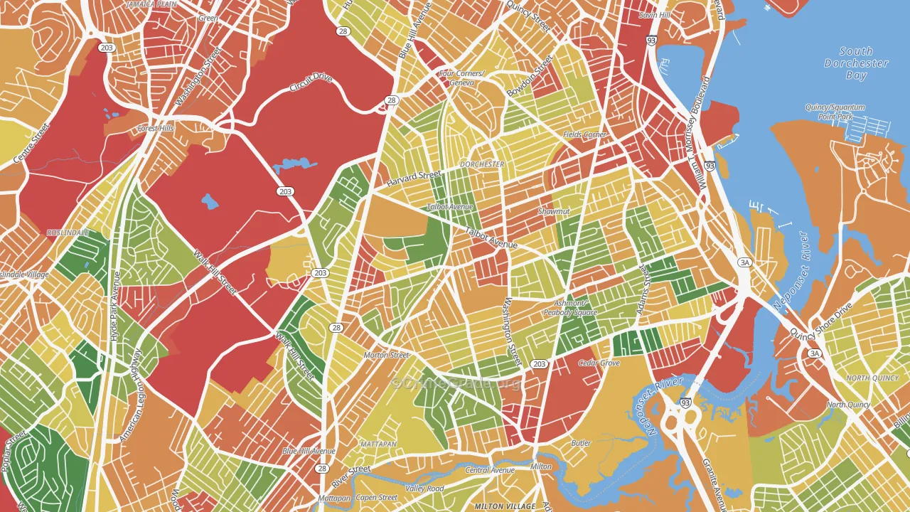 Dorchester Center, Boston, MA Map of Burglary Rates