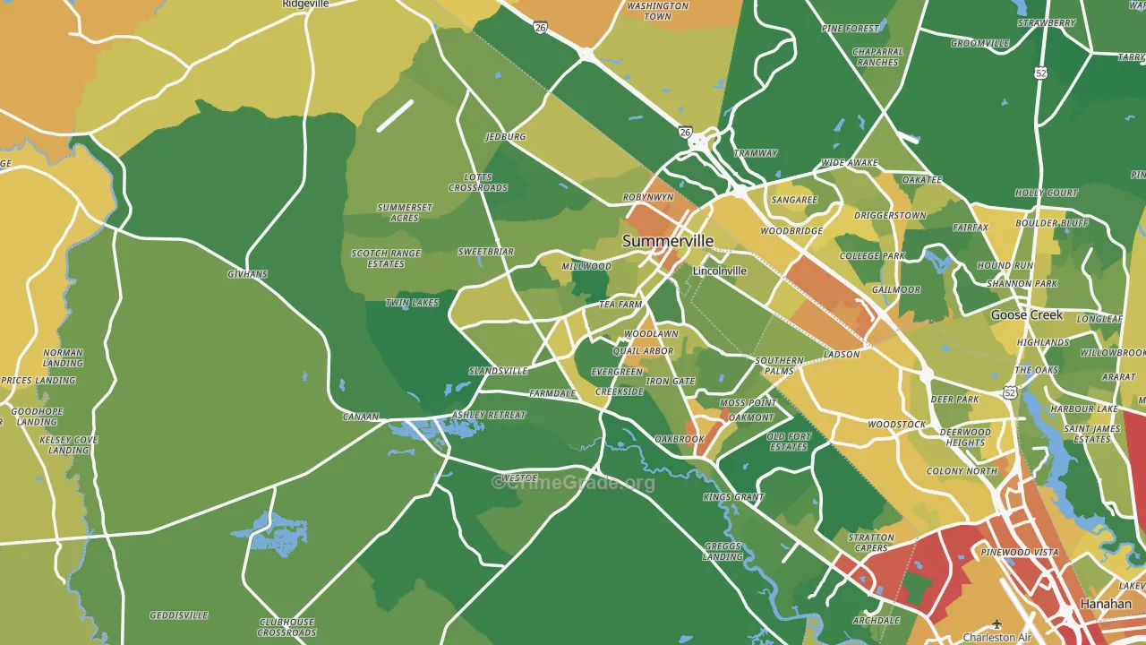 Dorchester County, SC Map of Burglary Rates