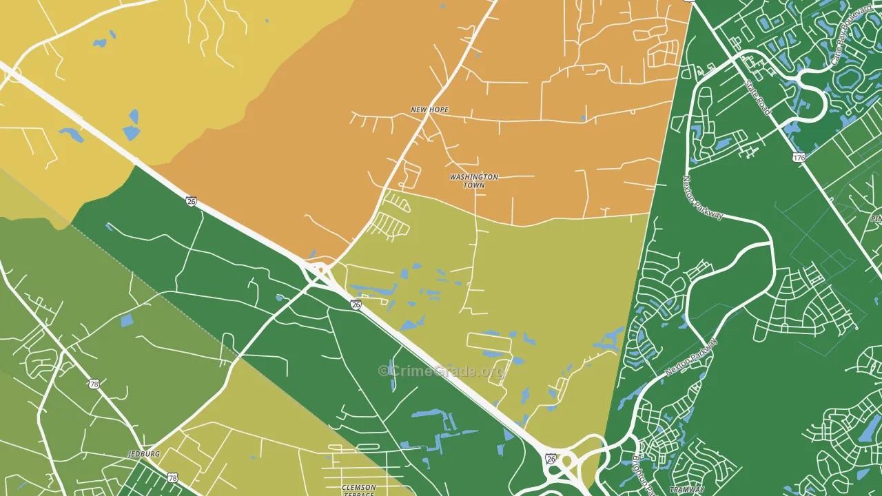 Dorchester Estates, SC Map of Burglary Rates