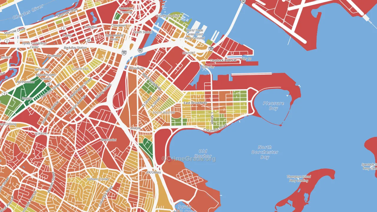 Dorchester Heights, Boston, MA Map of Burglary Rates