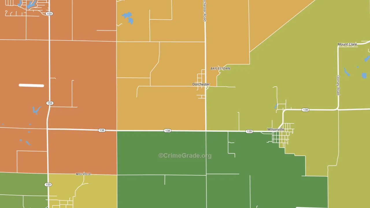 Dorchester, IL Map of Burglary Rates