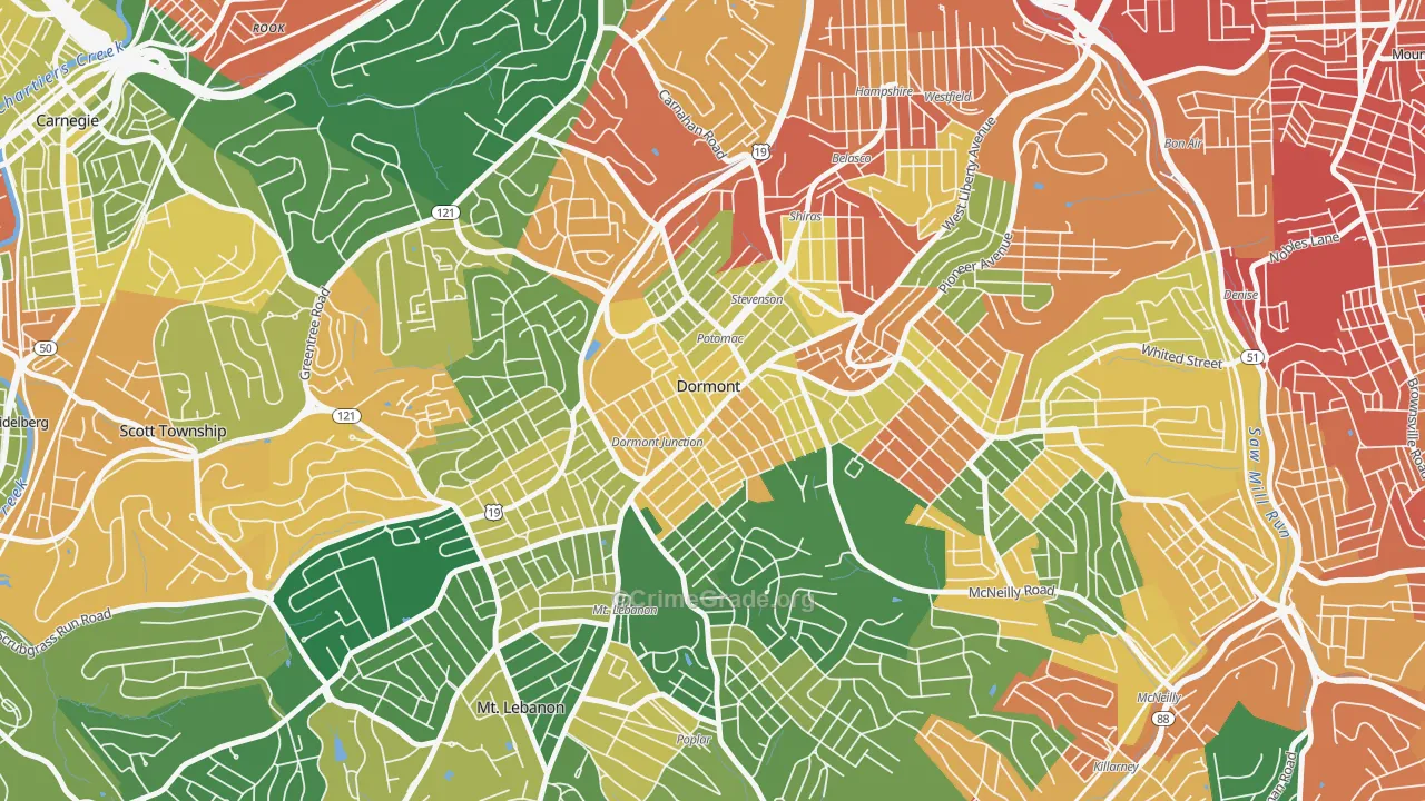 Dormont, PA Map of Burglary Rates