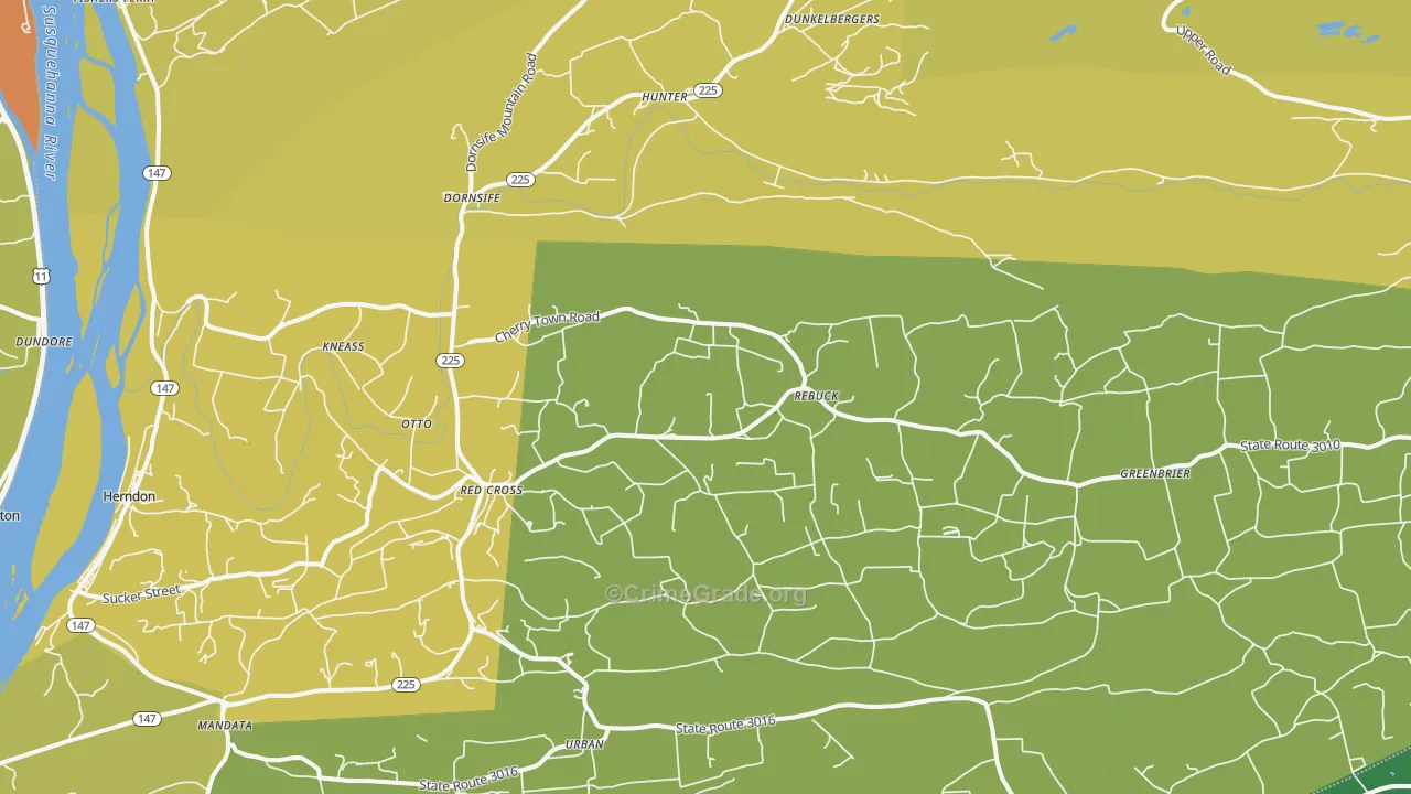 Dornsife, PA Map of Burglary Rates