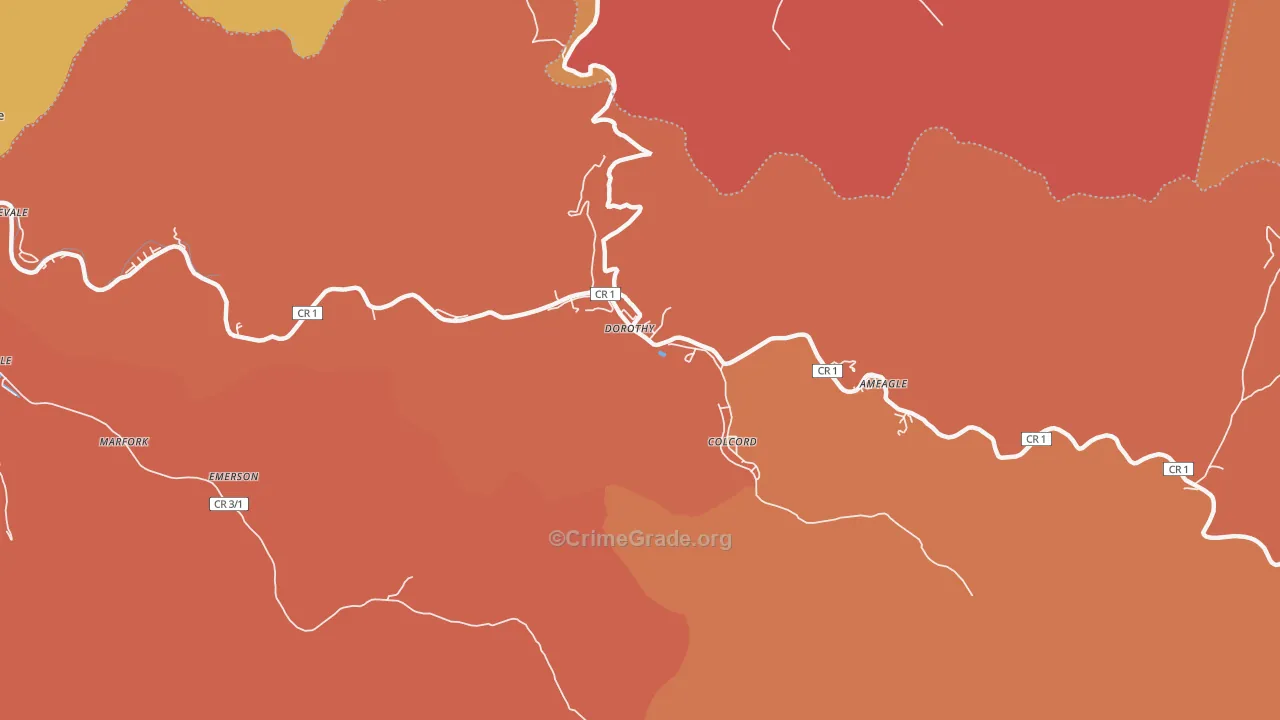 Dorothy, WV Map of Burglary Rates