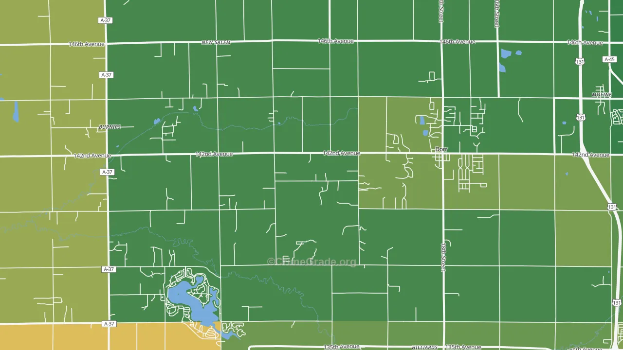 Dorr, MI Map of Burglary Rates