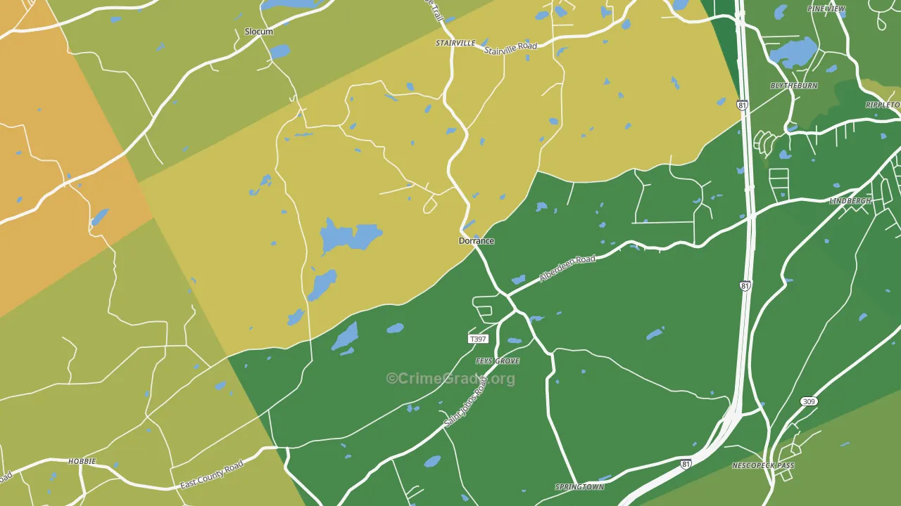 Dorrance, PA Map of Burglary Rates