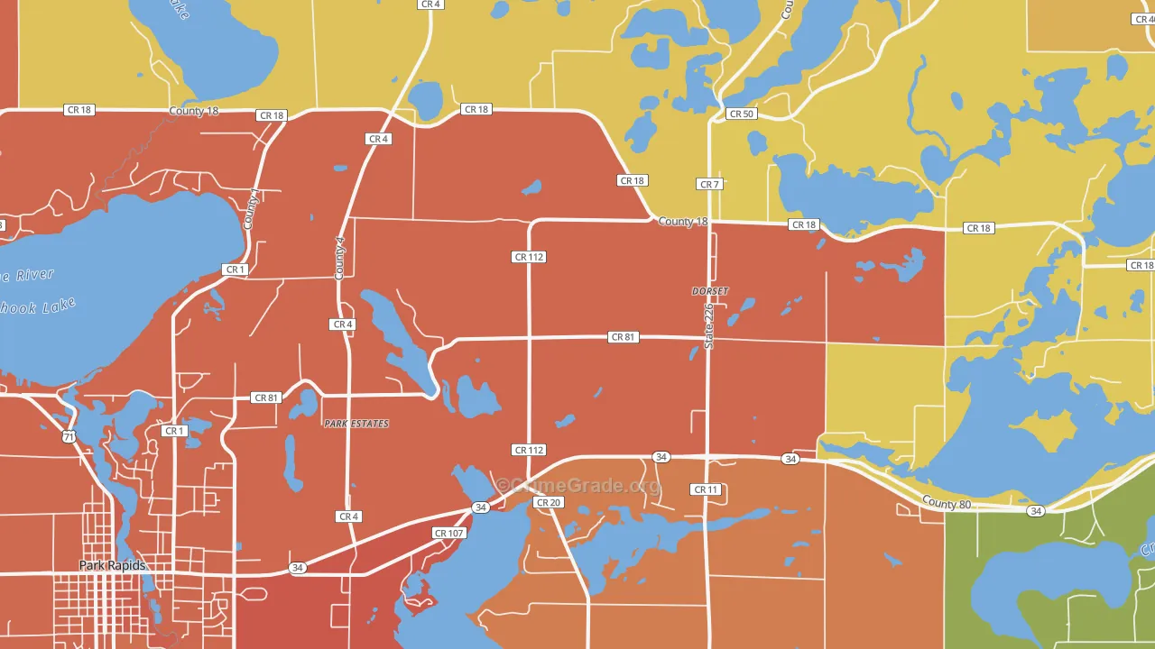 Dorset, MN Map of Burglary Rates