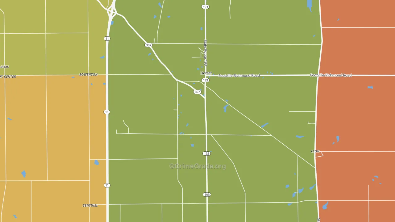 Dorset, OH Map of Burglary Rates