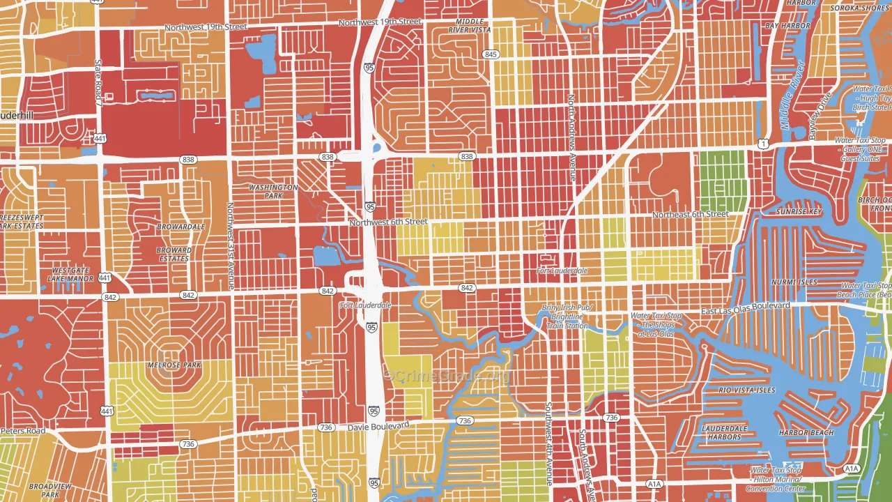 Dorsey-Riverbend, Fort Lauderdale, FL Map of Burglary Rates