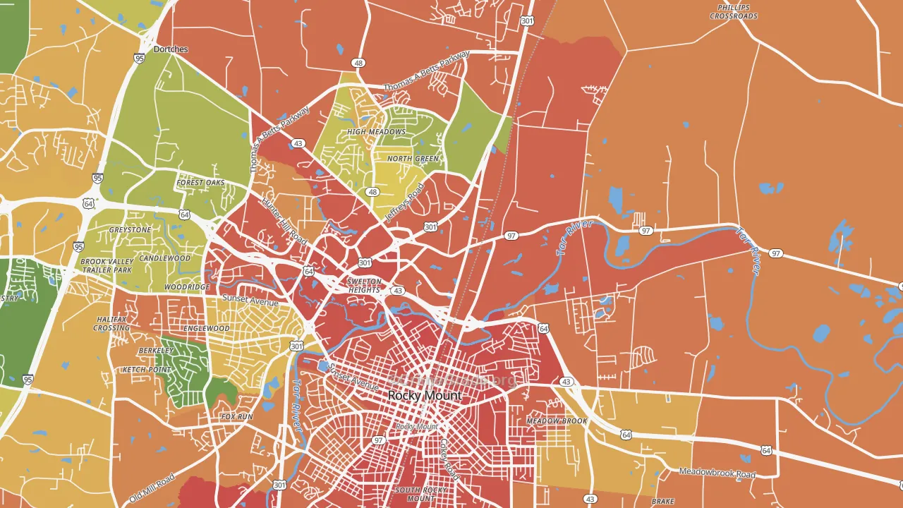 Dortches, NC Map of Burglary Rates
