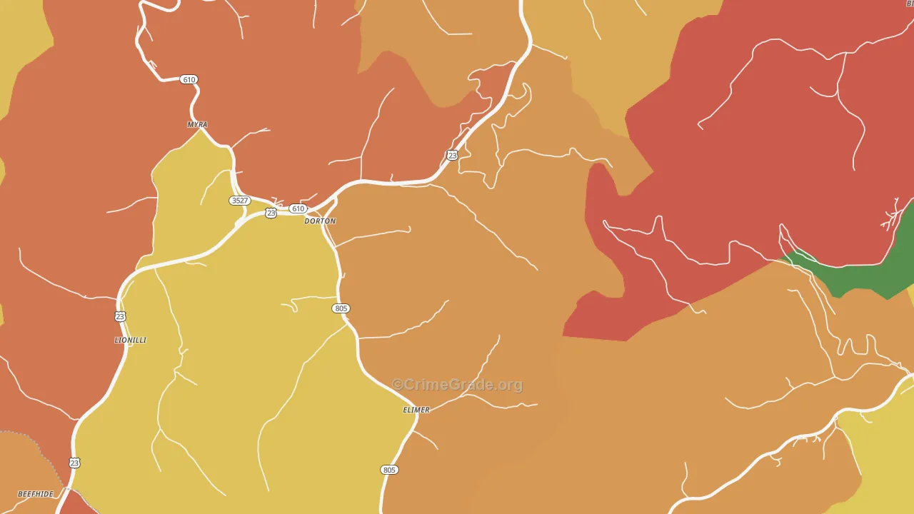 Dorton, KY Map of Burglary Rates