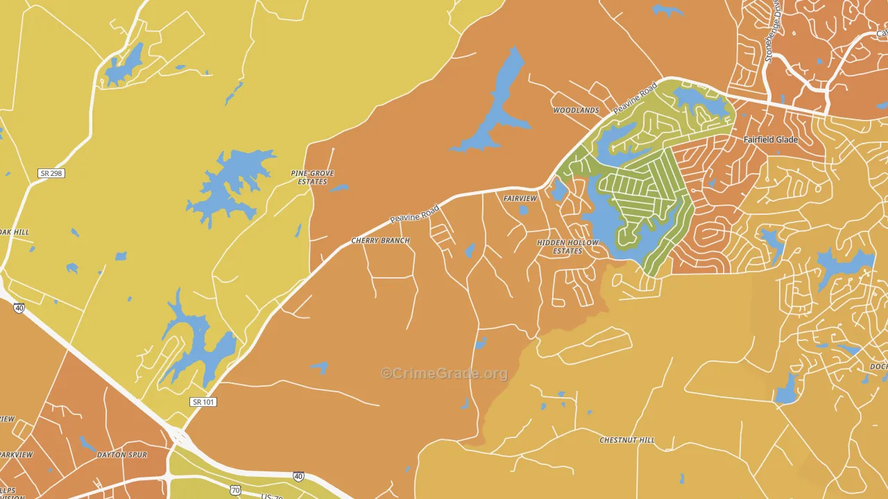 Dorton, TN Map of Burglary Rates