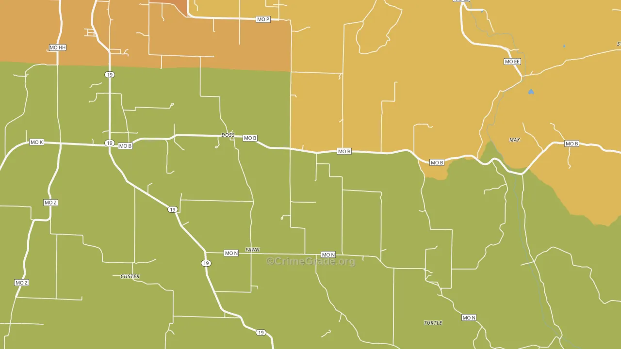 Doss, MO Map of Burglary Rates